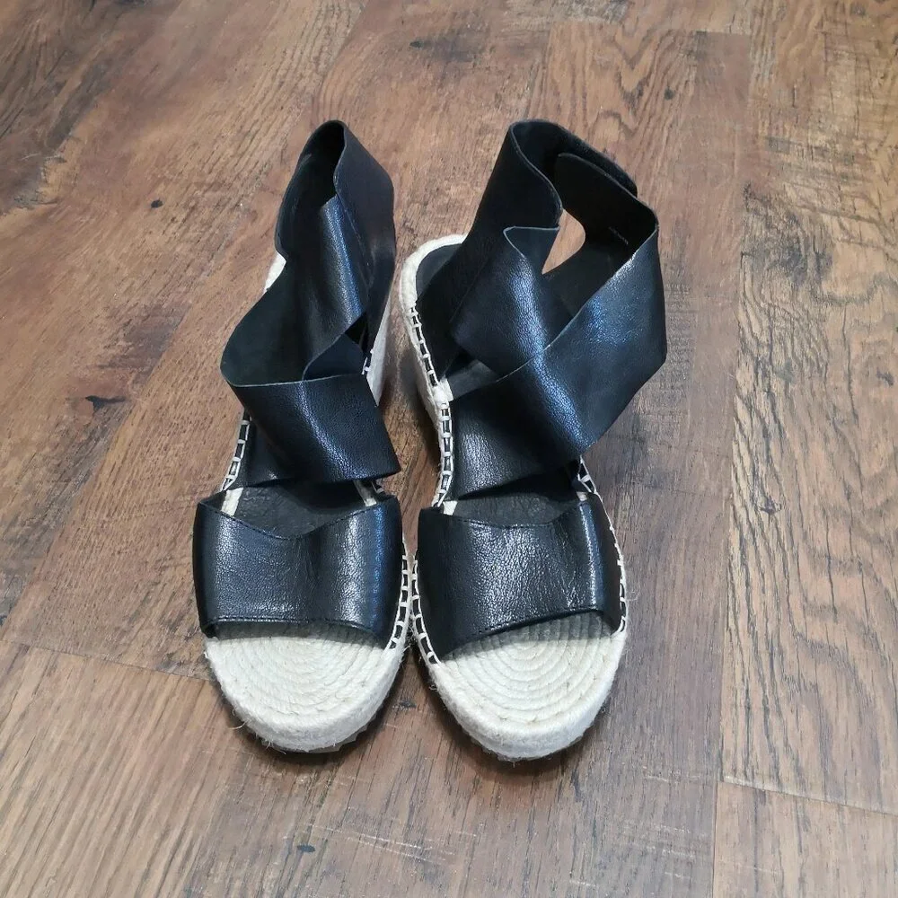 Brand New Eileen Fisher Willow Tumbled Leather Wedge‎ Espadrille Size 10